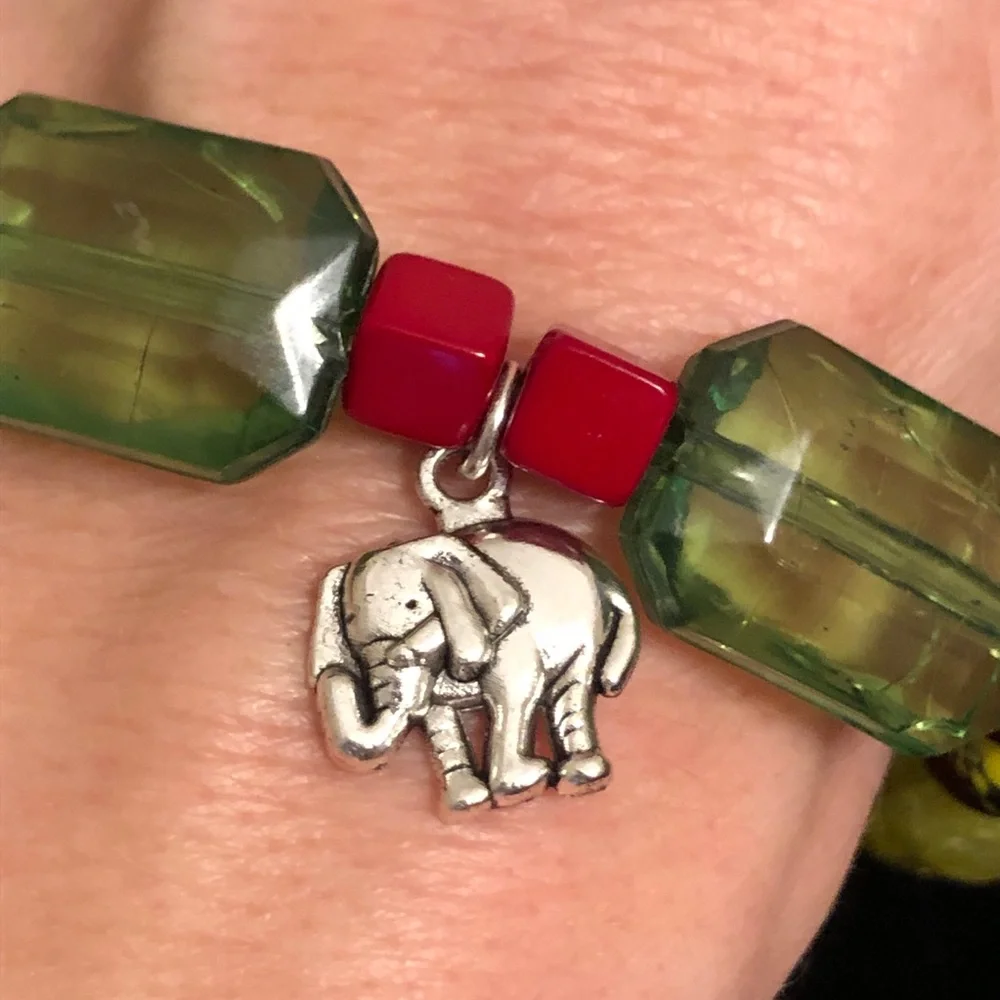 Colorful Beaded Bracelet with Elephant Charm